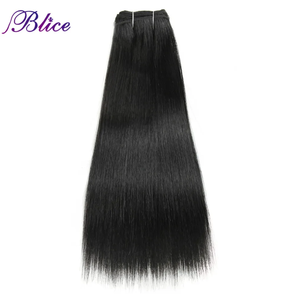 Hair Extensions Blice Synthetic Yaki Straight Weaving 100% Kanekalon Futura fiber 8-26 Inch Pure Color One piece Hair Bundles