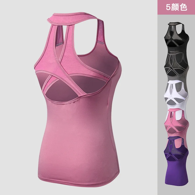 

New Women's Yoga Vest Sexy Openwork Tight-drying Clothes High-elastic Breathable Fitness Running Sports Vest GYM tops Female