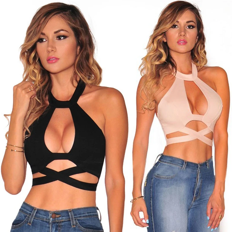 2017 freeshipping sleeveless T shirt crop top Holl...