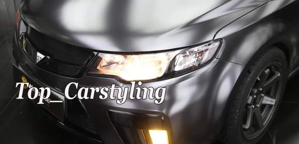 satin chrome dark gray metallic car wrap film hexis APA  (3)