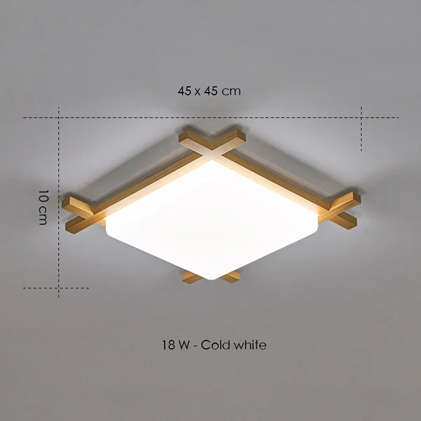 Современные потолочные светильники, акриловый абажур для гостиной, спальни, квадратный потолочный светильник, деревянная кухонная детская плафон, китайский японский стиль - Цвет корпуса: 18W Cold  white