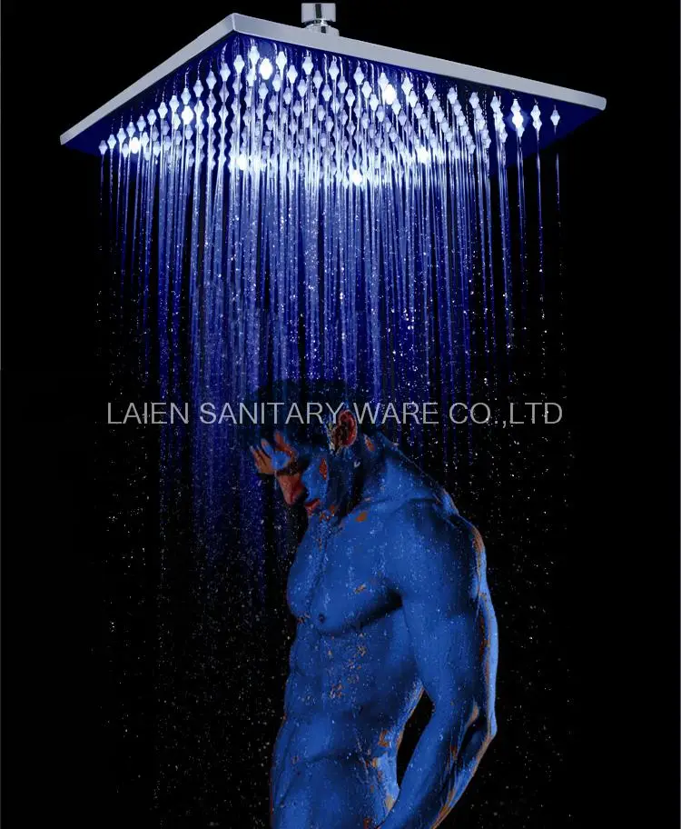 Superfaucet 10INCH Square Led Rain Shower LED Shower Head  Rainfall Shower Head Temperature Control Water HG-5104