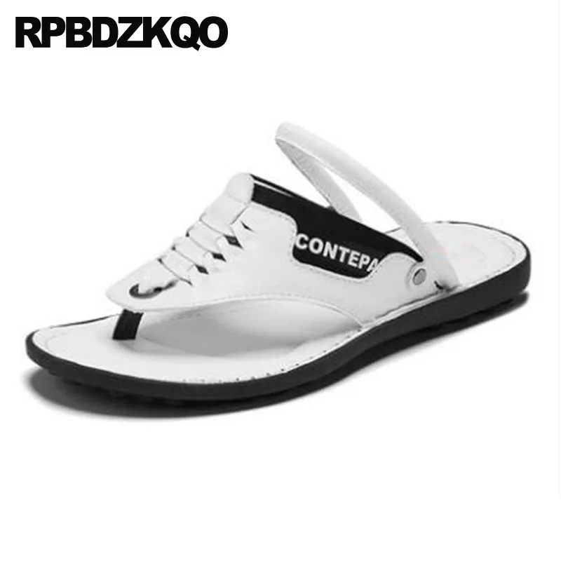 

Flat Flip Flop Famous Brand Slides Sandals Slippers Designer Shoes Men High Quality Summer White Genuine Leather Slip On Beach