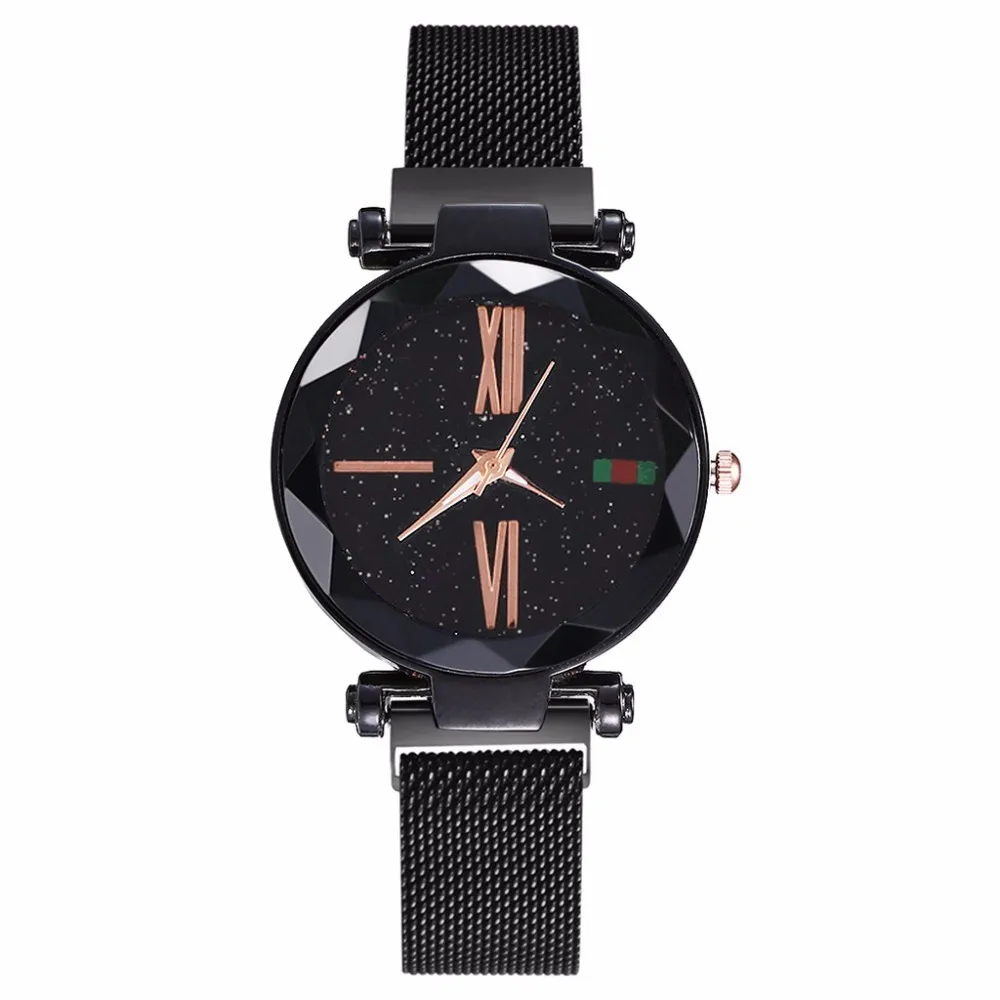 

Women Magnet Buckle Starry Sky Roman Numeral Watch Luxury Fashion Ladies Geometric Surface Quartz Watch Relogio Feminino
