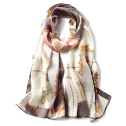 Длинные Цветочный принт китайский шелк шарфы для Для женщин хиджаб шарф Обёрточная бумага Дамы Лето шаль Мода высокое качество