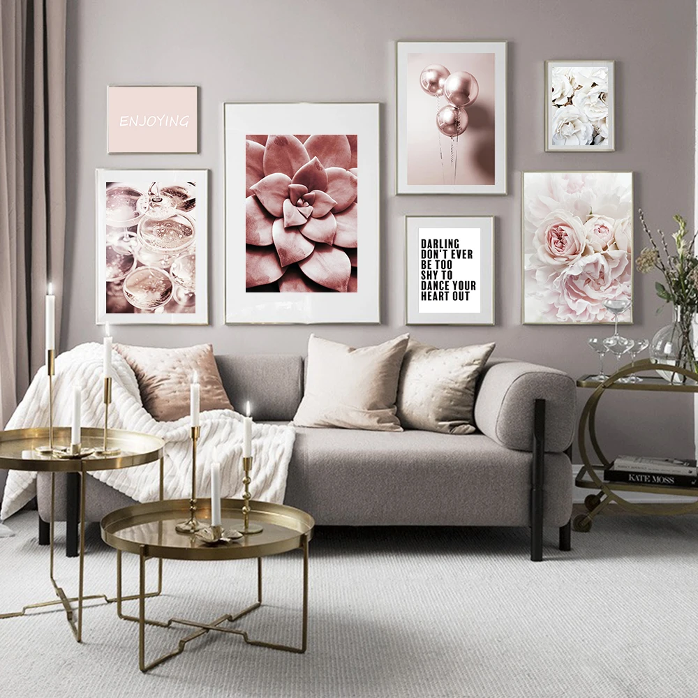

Pink Cactus Wall Art On Canvas Painting Fresh Peony Flower Botanical Posters And Prints Modern Wall Pictures For Living Room
