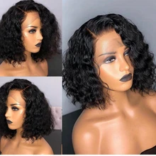 Волнистые Короткие парики боб кружевные передние человеческие волосы парики для черных женщин предварительно сорванные перуанские волосы remy парики с детскими волосами отбеленные узлы