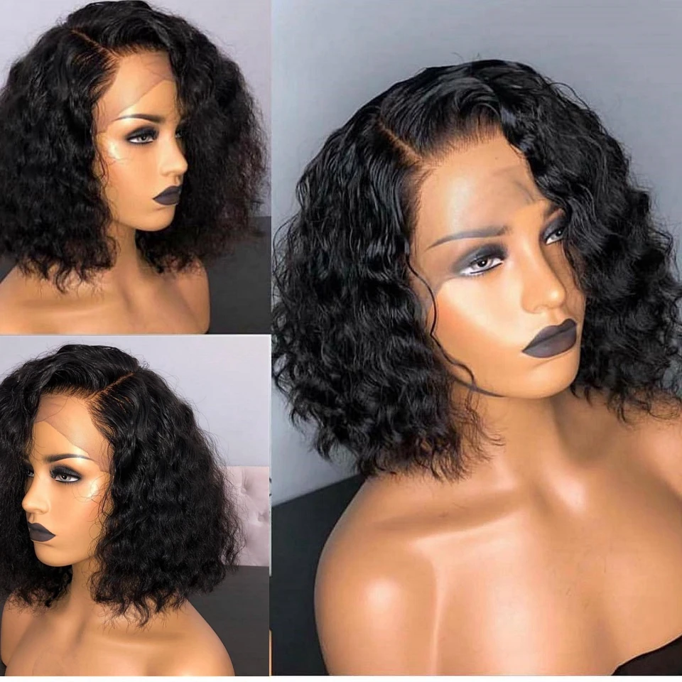 

Wavy Short Bob Wigs Lace Front Human Hair Wigs For Black Women Pre Plucked Peruvian Remy Hair Wigs With Baby Hair Bleached Knots