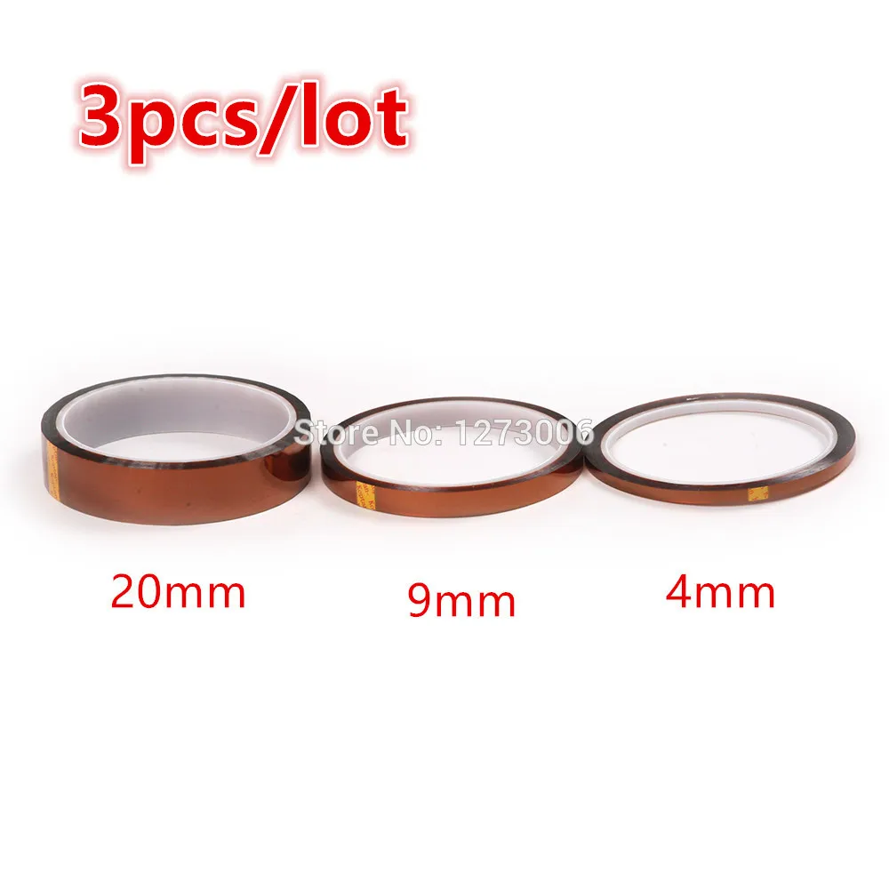 

Durable 3Pcs 20/9/4mm High Temperatur BGA Resistanting Tape Car Home Electric Appliance Anti-heat Polyimide Kapton Tape