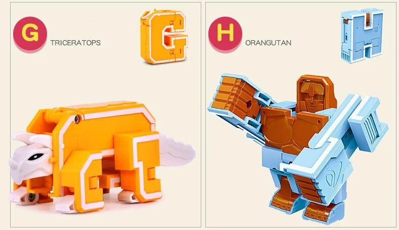 26 Английских Букв трансформация Алфавит Робот животное творческие образовательные фигурки номер робот строительный блок модель игрушки