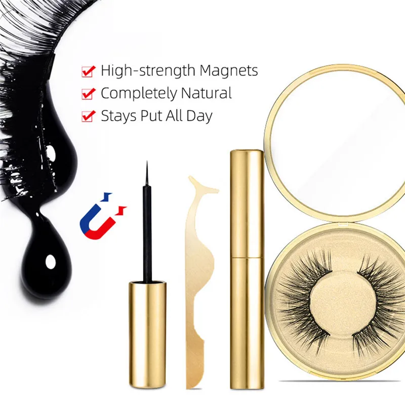 

Waterproof Long Lasting Eyeliner False Eyelashes Hot Magnetic Eyelashes Liquid Eyeliner & Magnetic False Eyelashes & Tweezer Set