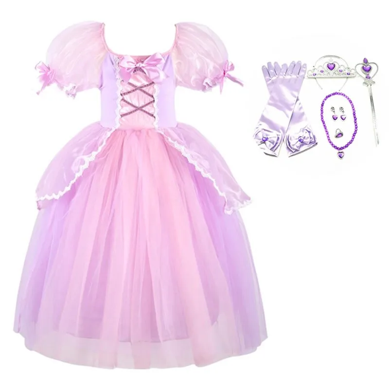 

Girls Princess Rapunzel Costume Kids Long Party Fancy Dress Children Clothing Christmas Halloween Cosplay Costume 4-10Years