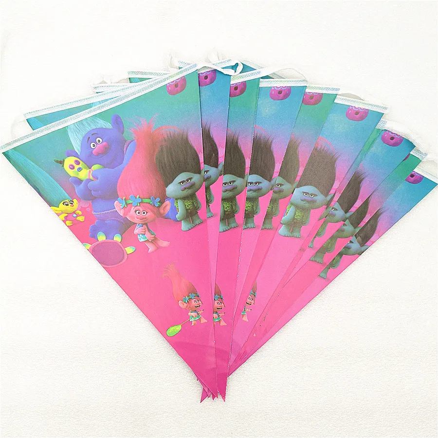 

1 Set Cartoon Trolls Party Supplies Flags Banners Theme Party Home Decorations For Kids Trolls Happy Birthday Baby Shower Favors
