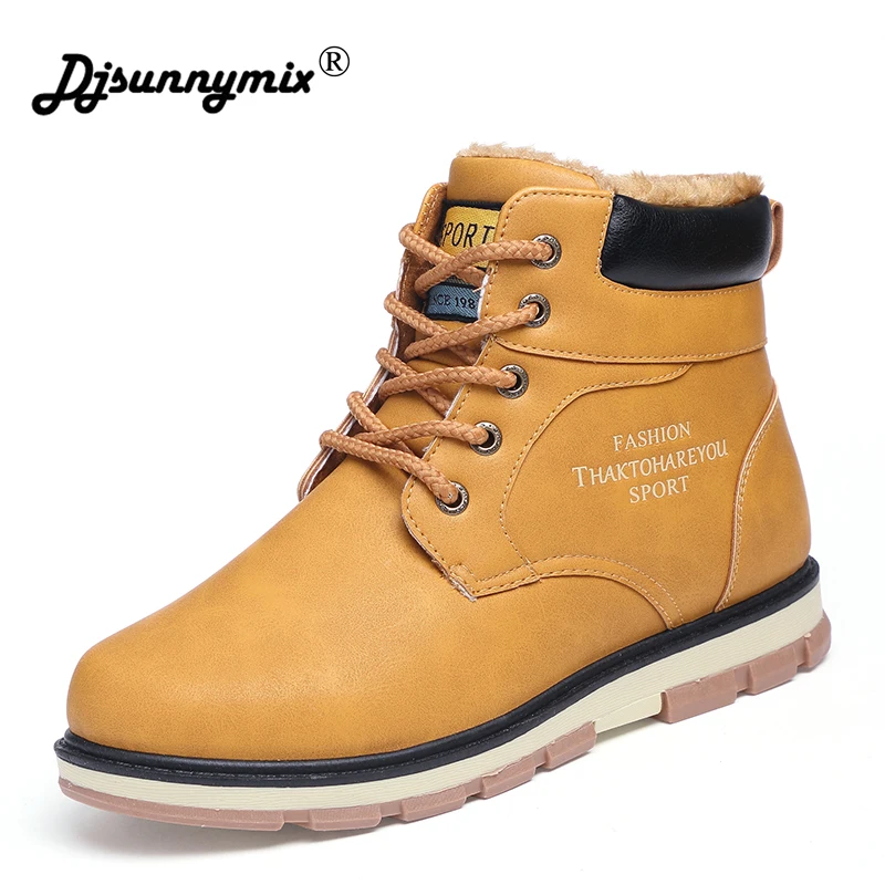 

Men Ankle Boots Casual Flats Fashion Work Shoes autumn Winter Warn Cotton Short Plush Male Shoes Snow Martin Boots big size 46