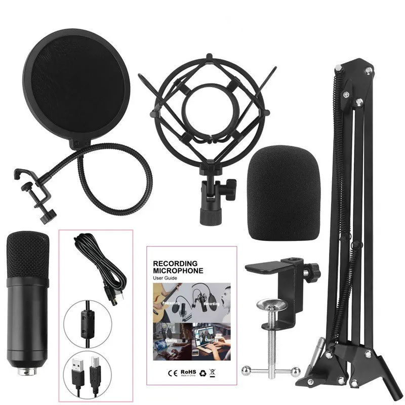 Professional Podcast Condenser USB Microphone Kit Tripod for PC Karaoke Vocals Voice Over Youtube Studio Recording Mikrof