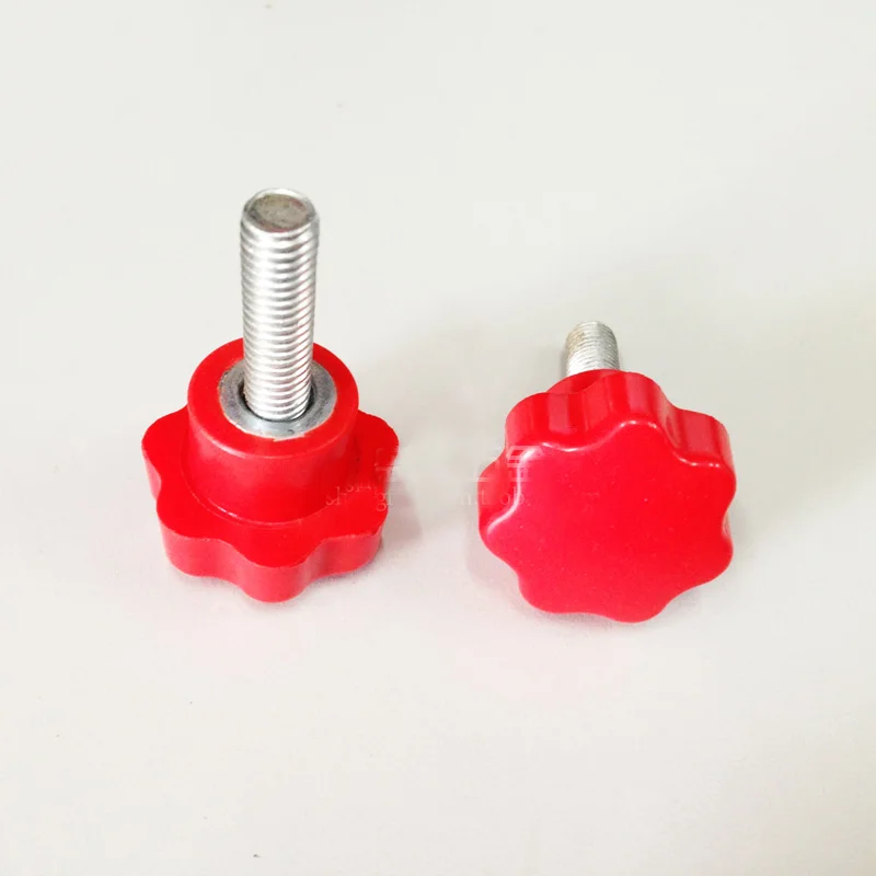 

M10x(15/20/25/30/35/40/45/50mm) Bakelite star head screw handle plastic adjustable knob plum stainless steel bolt Red