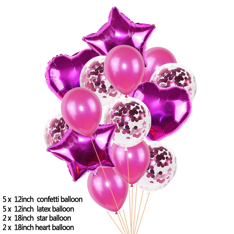 14 шт. латексные шары с конфетти золотого и серебряного цвета, набор воздушных шаров в форме звезды и сердца, фольгированные воздушные шары для дня рождения, украшения для детской вечеринки - Цвет: T05