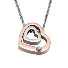 

Pink Rose Gold Stainless Steel Elegant Infinity Love Double Heart Pendant Necklaces for Women Jewelry