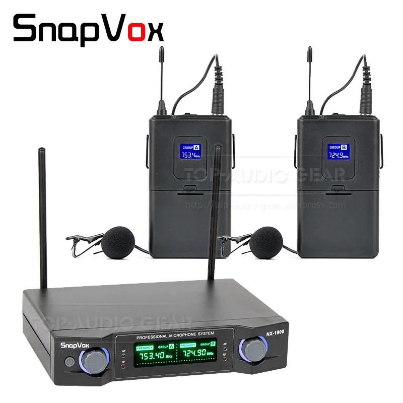 

Dual Channels 2 x Lavalier Lapel Tie Clip On Professional Wireless Microphone System Microfone fio Microfono Conference Karaoke
