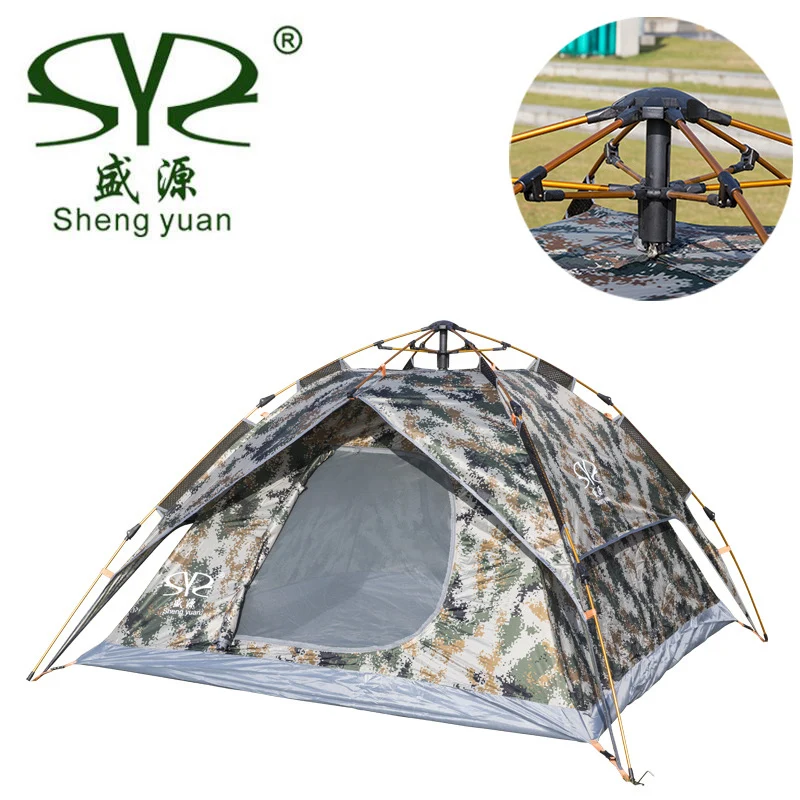Camouflage Automatic Tents 4 Person Double Layer Waterproof