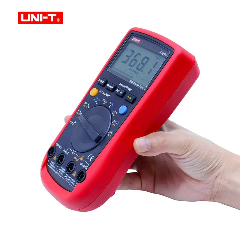 UNI-T UT61C Цифровые мультиметры AC/DC напряжение Сопротивление Емкость температура мульти тест er диод lcd подсветка 0,5 S быстрый тест