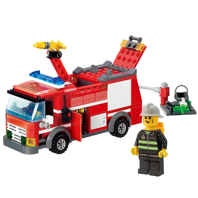 206pcs FireTruck Assemble Toy Small Particles Building Blocks kits Compatible with Legoings