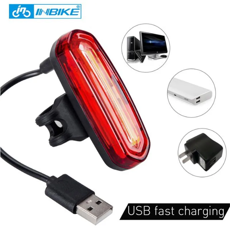 Best INBIKE New Bike Light Bicycle Tail Light USB Rechargeable Waterproof Cycling Taillights LED COB Warning Lights NX605 1