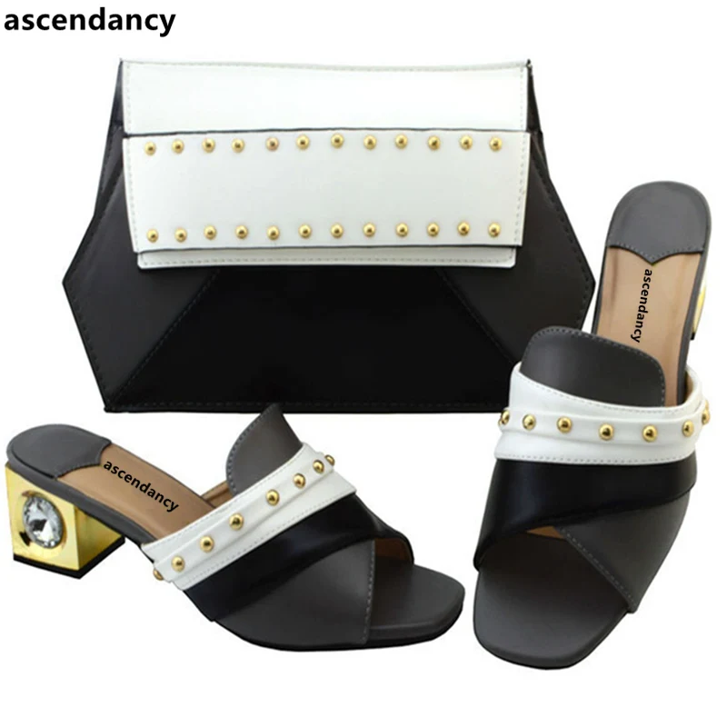 Qualität Farbe Blau Gold Afrikanische Neue Set Frauen In Grau Hohe Strass purpurrot Schuhe Und Hochzeit grün Rote Tasche gelb Schuh königliches Italien rot SzzwqB5