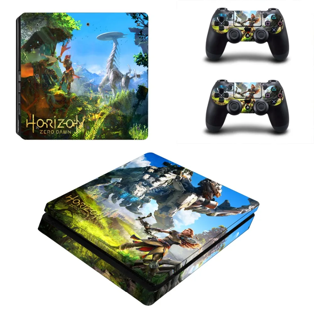 Виниловая наклейка Horizon Zero Dawn PS4 Slim Skin для консоли Sony Playstation 4 и 2 контроллера