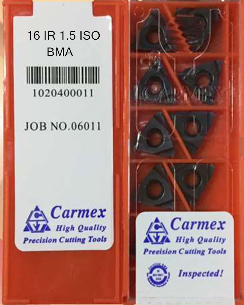 

16IR 0.5 0.75 0.8 1.0 1.25 1.5 1.75 2.0 2.5 3.0 3.5 ISO BMA Processing: stainless steel and steel Carmex thread insert