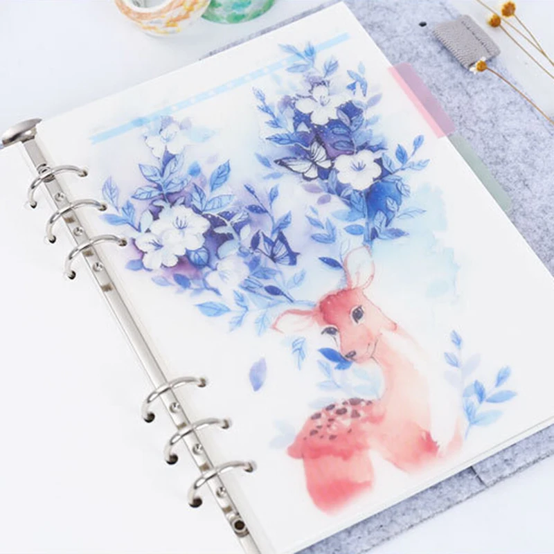 

5 Sheets Elastic Transparent PP Separator For A5 A6 Spiral Rings Notebook Elk Deer Loose Leaf Page Planner Organizer Sketchbook