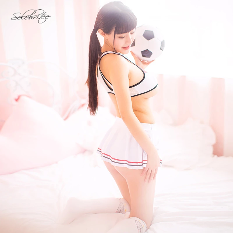 Selebritee البرازيلي والتنورة مجموعة طفل تأثيري مثير ازياء زي كأس العالم لكرة القدم فتاة المشجع الزي 4 قطع