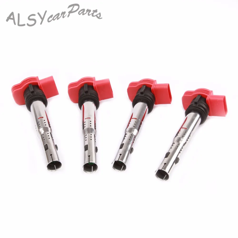 KEOGHS OEM 4Pcs Red Ignition Coil Packs 06E 905 115 F For Audi R8 A4 A5