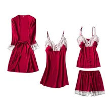 Весна Осень Новые эластичные спагетти стиль мягкие элегантные длинные взрослые наборы Домашняя одежда женские элегантные женские пижамы