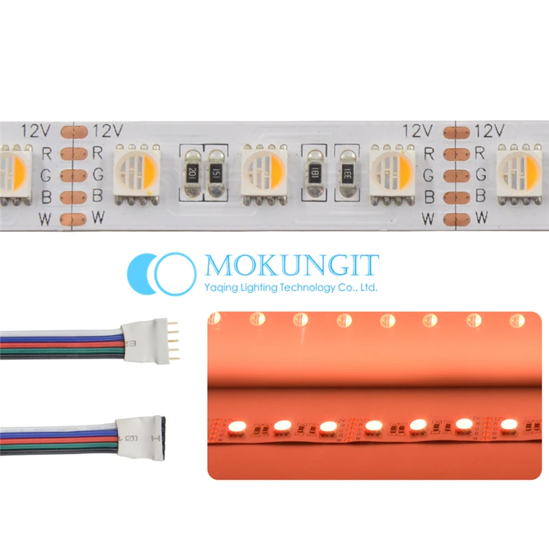 cheap Mokungit DC12V 24V 5050 SMD Led Strip Light RGBW RGBWW 4 Colors in 1 Chip Waterproof Flexible RGB + White Warm White decoration