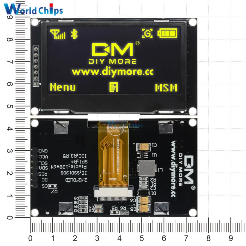 2,4" дюймовый ЖК-экран 12864 128X64 OLED дисплей модуль IIC IEC SPI серийный C51 STM32 SSD1309 для Arduino белый/синий/зеленый/желтый