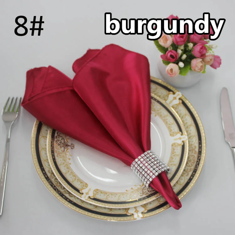 Dearest 50 шт. 19*19 дюймов квадратный Атлас салфетки сплошной платок для Свадебная вечеринка Ресторан отеля декоры таблицы - Цвет: burgundy