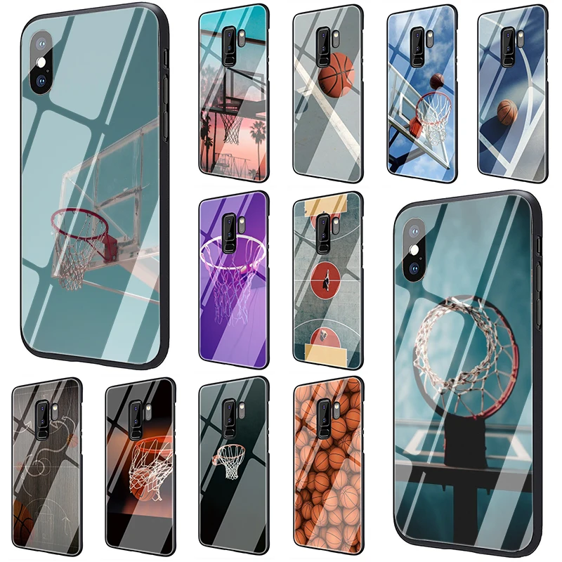 

basketball court Lovely Tempered Glass phone case for Samsung Galaxy S7 Edge S8 S9 S10 Plus Note 8 9 A10 A20 A30 A40 A50 A60 A70