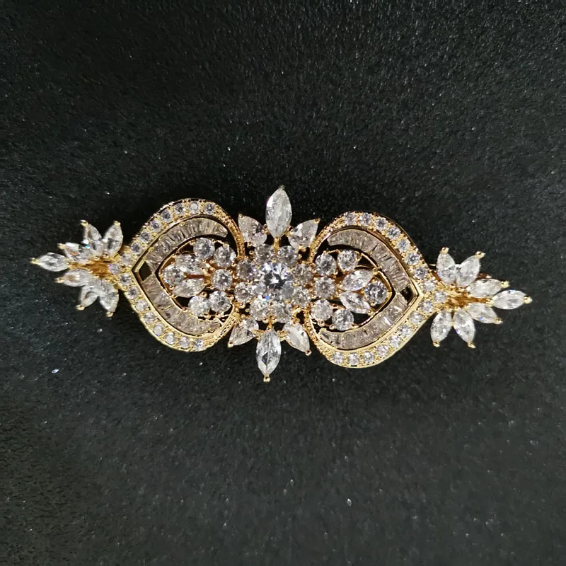 Женская заколка для волос SLBRIDAL свадебная с прозрачным кубическим цирконием