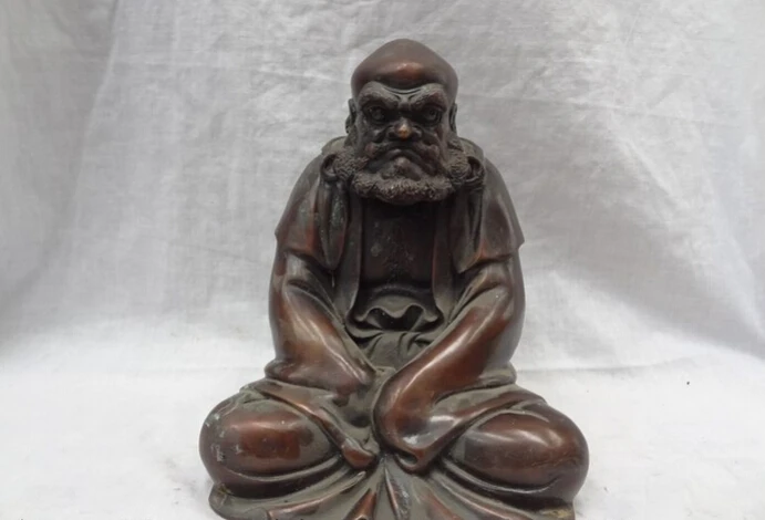 

song voge gem S3081 8" Chinese Bronze Buddhism Damo Bodhidharma Dharma Buddha Statue Tibet Joss