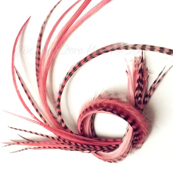 

Hair Styling 6"-12" 10pieces Dyed Light Coral Red Euro Grizzly Feather Hair Extensions Accessories Feather Hair Ombre Hair Tools