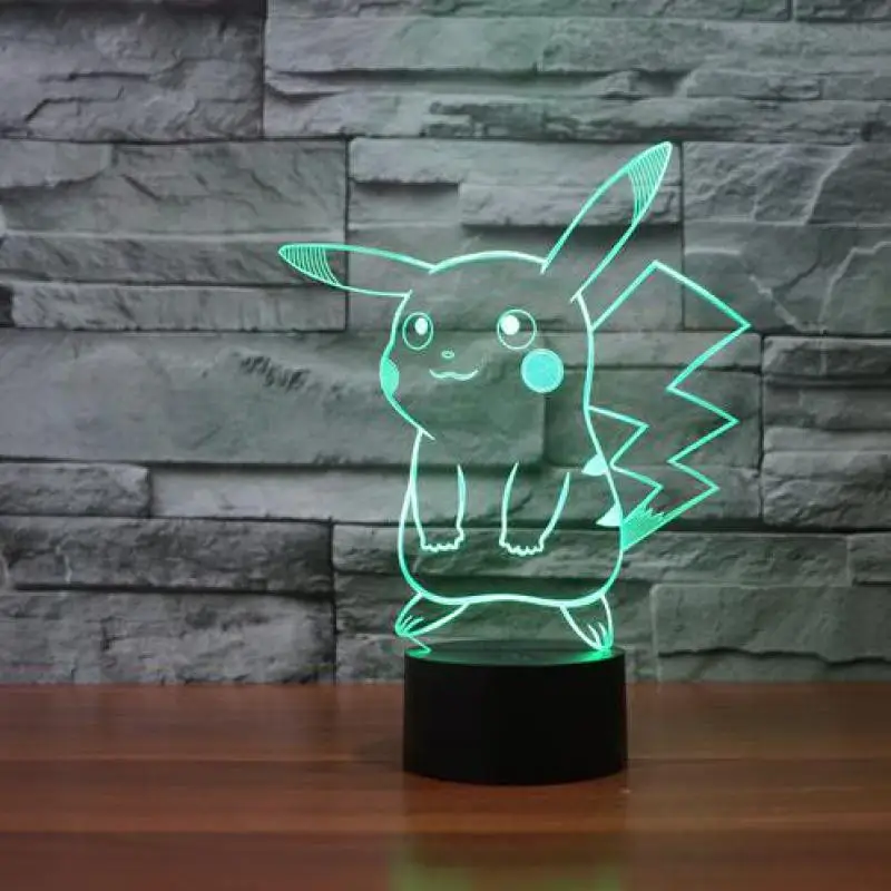 Необычные настольные лампы Luminaria светодиодные детские лампы Pokemon 3d светодиодный ночной Светильник ламинария де меса Led Usb 3d светильники