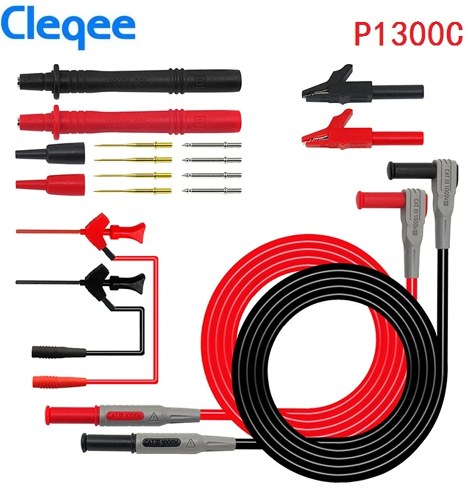 Cleqee P1300B P1300C 12 в 1 супер щуп тестера сменный зонд зажим тестовый мультиметр комплекты выводов+ крокодил - Цвет: P1300C