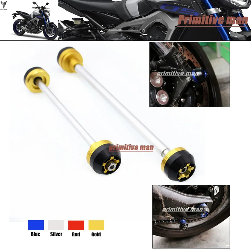 

For YAMAHA MT09 MT 09 2014-2015  MT-09 Tracer 2015 Motorcycle Front & Rear Axle Fork Crash Sliders Wheel Protector Golden