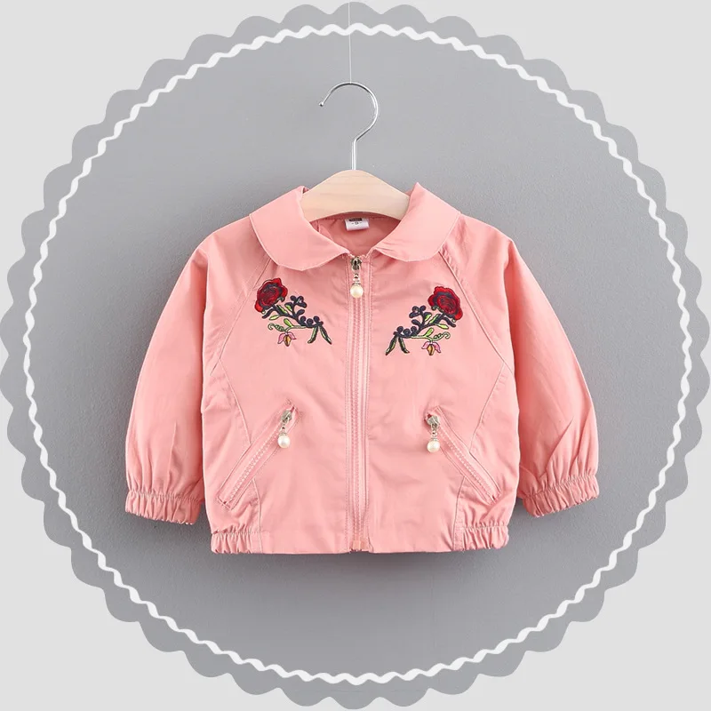 2018 Autumn Toddler Girls Jacket Flower Embroideried Children Jackets