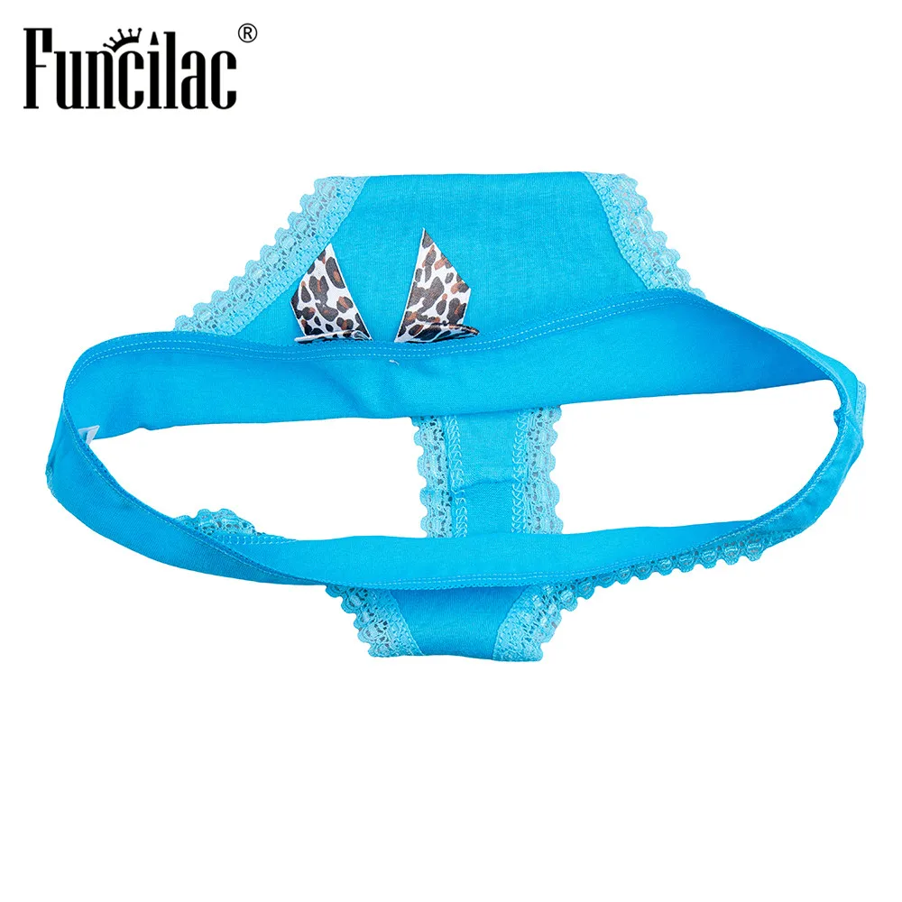 FUNCILAC женские сексуальные леопардовые стринги с бантом и танга бесшовные трусики