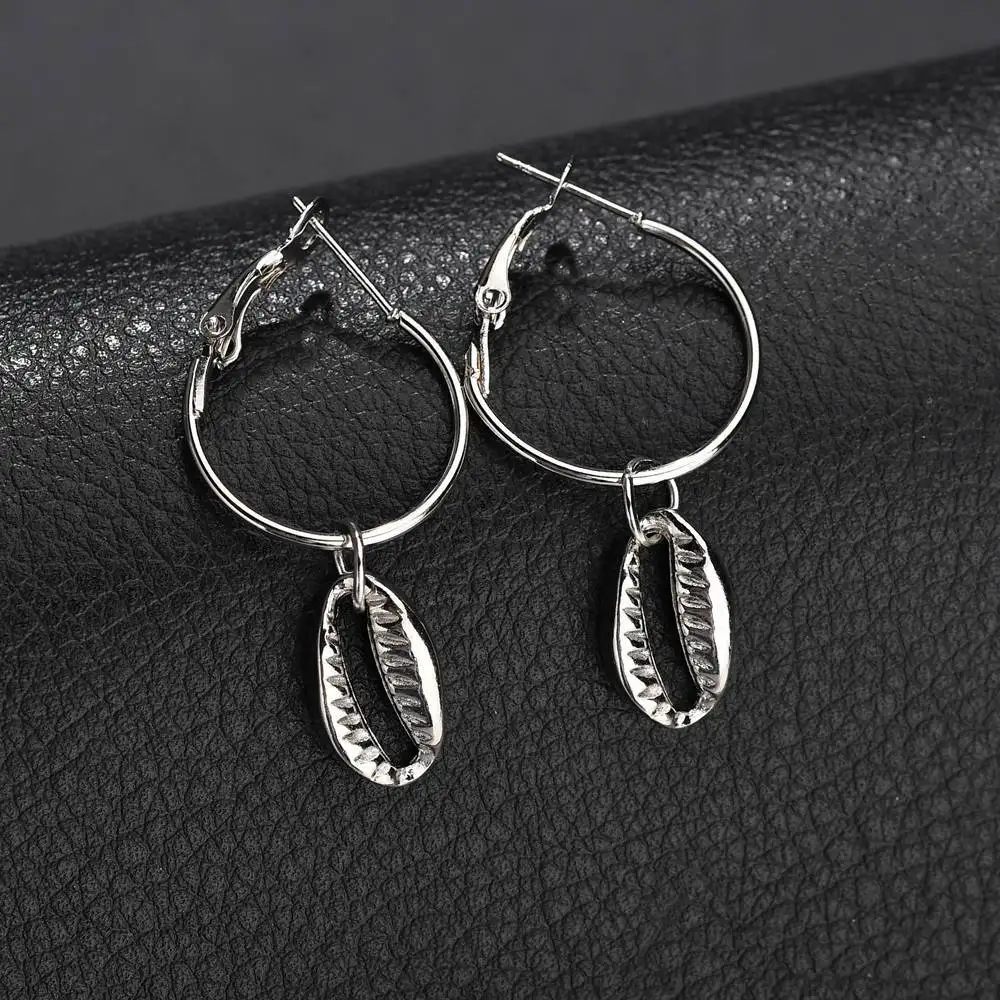 Korean Vintage Geometric Dangle Earring For Women Round Heart Gold Color Fashion Drop Earrings brincos Jewelry New - Окраска металла: K