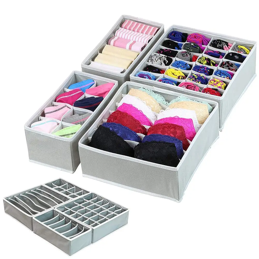 

4Pcs/Set Houseware Underwear Bra Socks Organizer Drawer Divider Storage Box Case Useful