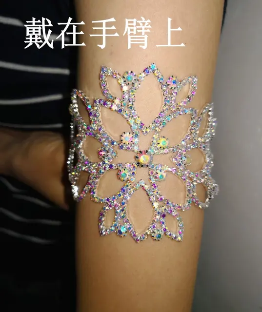 crystal rhinestone arm harness slave chain cuff armband armlet