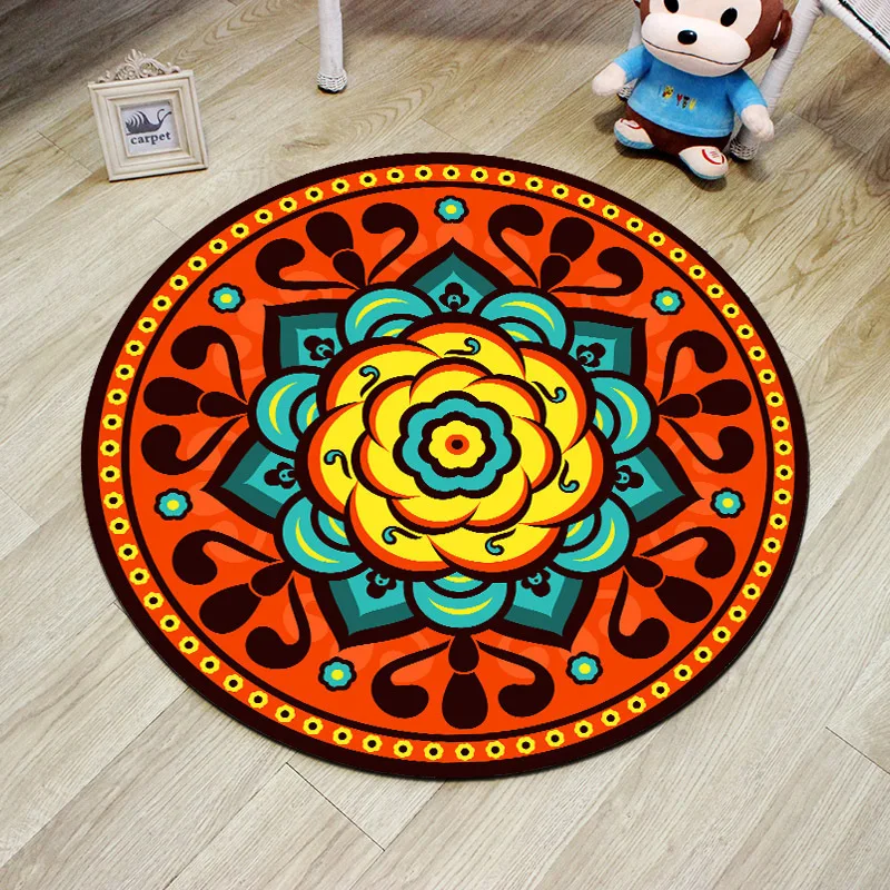 Flower Geometric Modern Large Mandala Round Carpet Rug For Living Room Bedroom Non Slip Floor